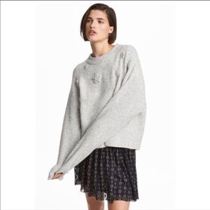 H&M Beaded Grey Star Sweater - size S